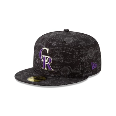 Black Colorado Rockies Hat - New Era MLB Sketched 59FIFTY Fitted Caps USA6014739